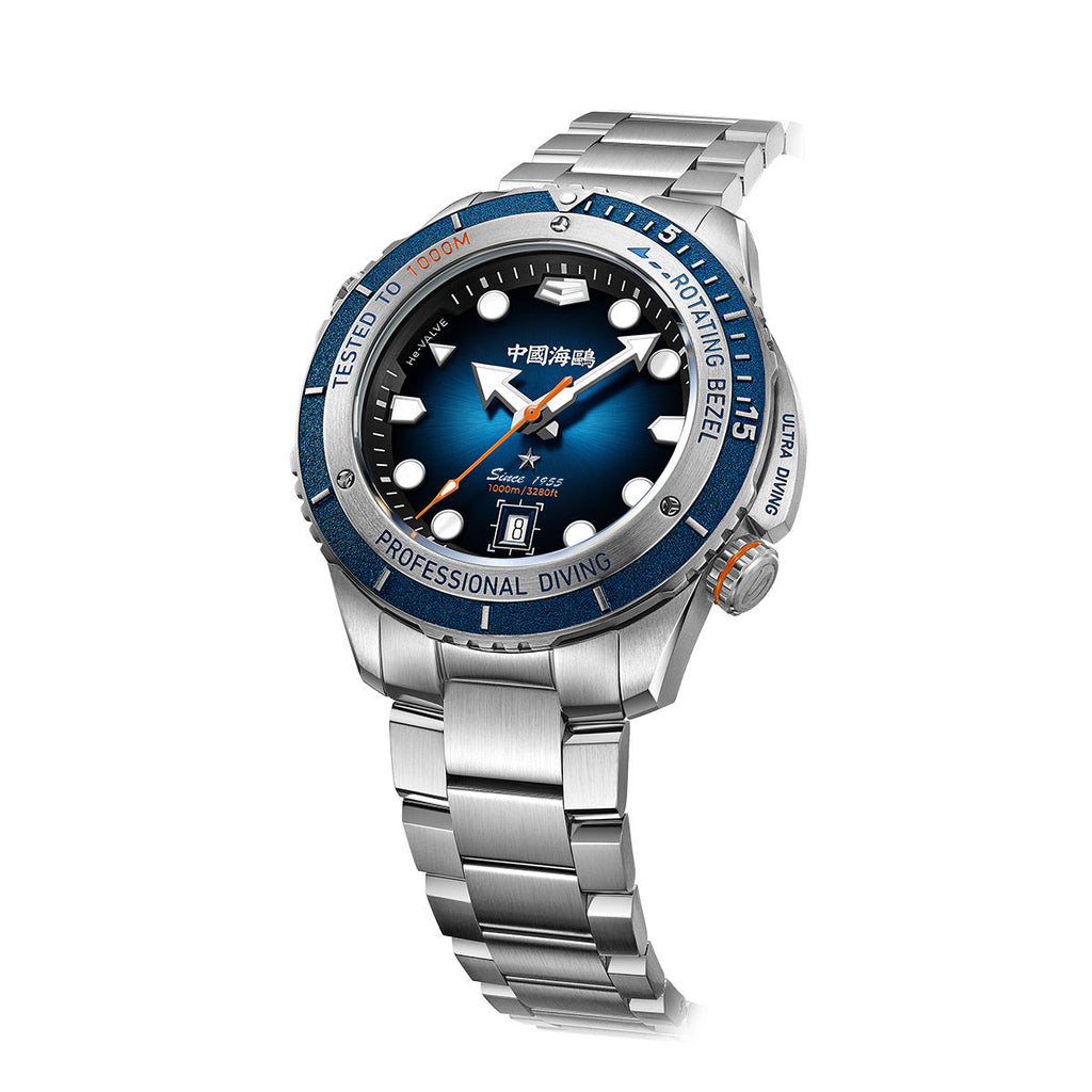 Ocean Series Ultra 1000m Waterproof Helium Valve Design Integrated Rotating Bezel Diving Watch 45mm