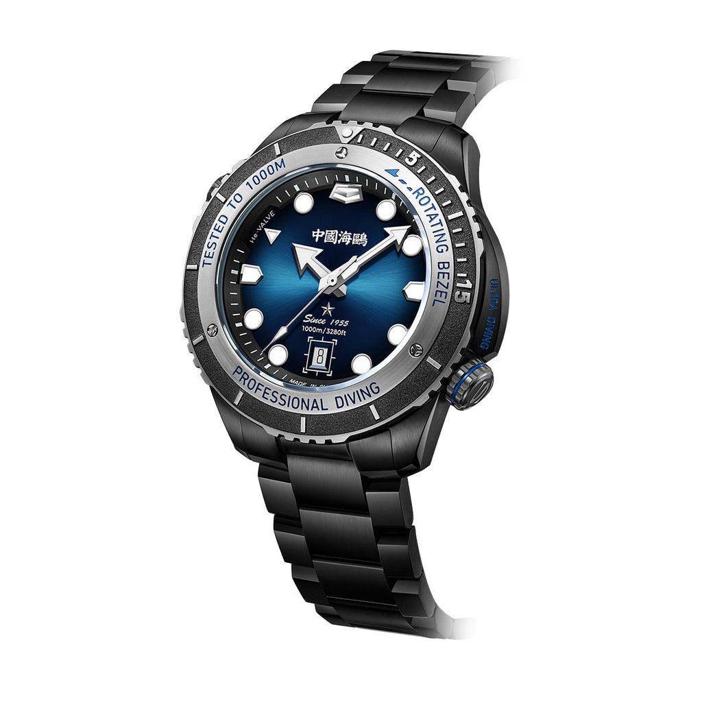 Ocean Series Ultra 1000m Waterproof Helium Valve Design Integrated Rotating Bezel Diving Watch 45mm