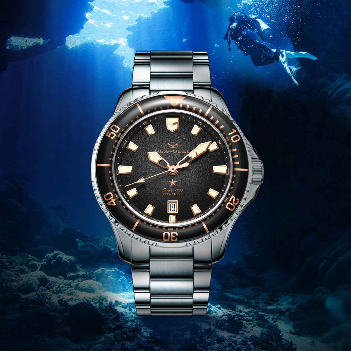 Ocean Series Pro 300m Waterproof Diving Watch 44mm