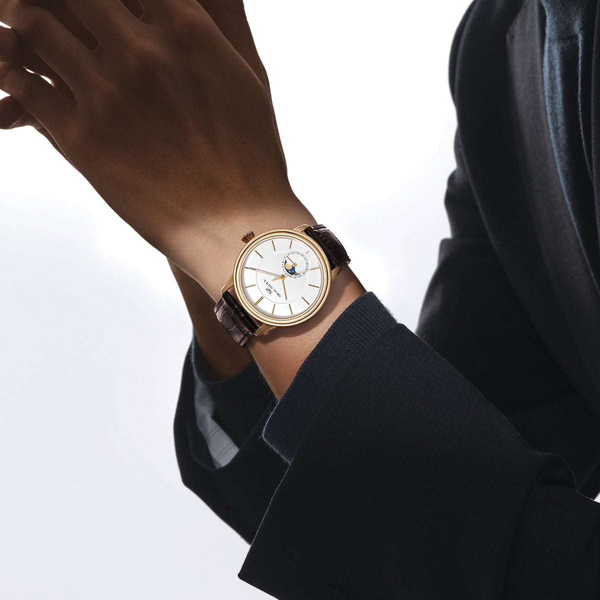 Ultra-thin Moon Phase Dress Watch 38mm