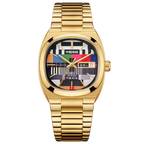 Golden Tonneau Case TV Dial Day-date Calendar Couple's Watch 34mm/30mm