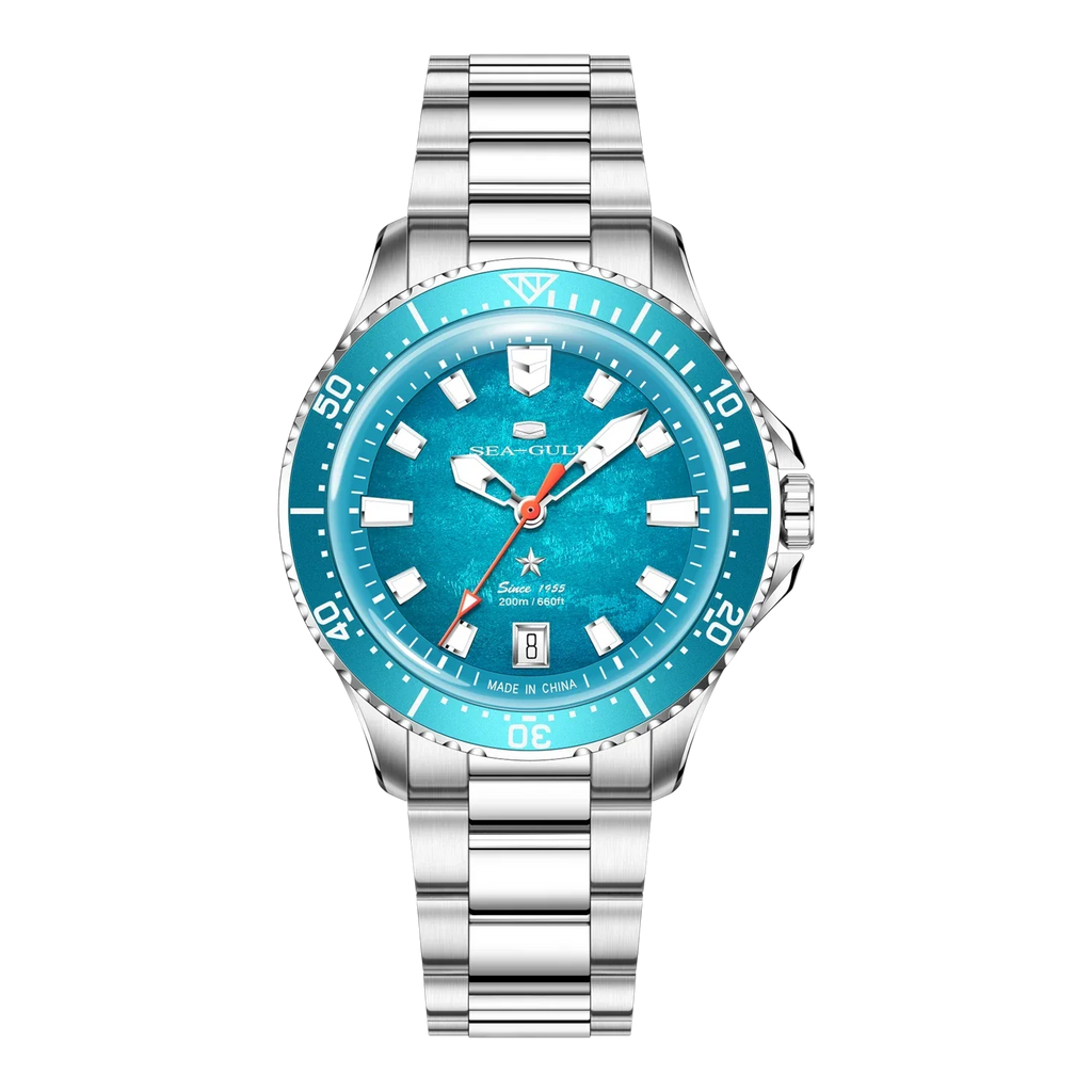 Ocean Series 200m Metallic Gradient Dial Calendar Dive Watch 39mm