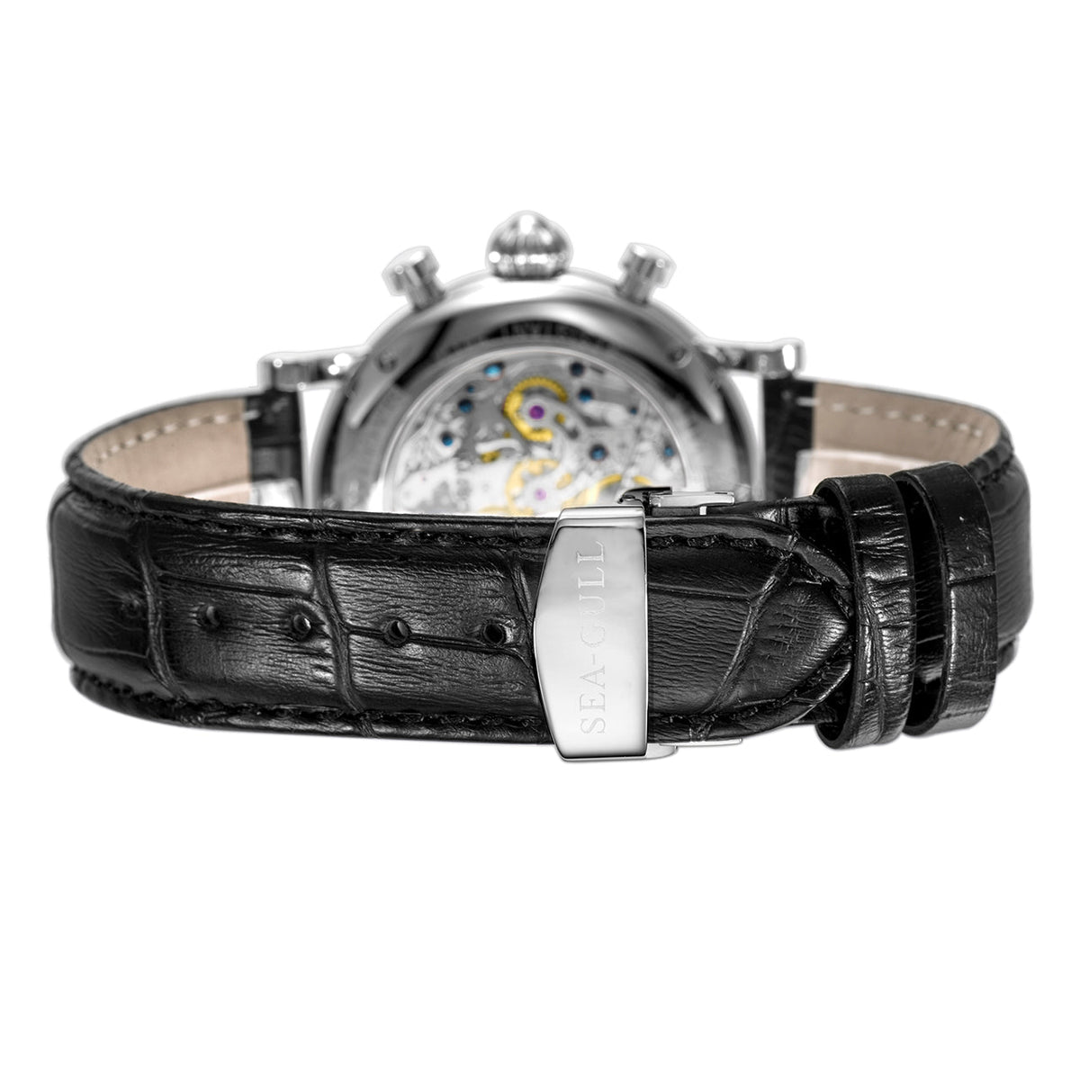 Column-wheel Chronograph Skeleton Open-worked Dial Watch 41mm
