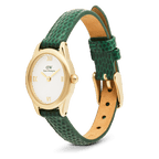 Ophelia Mini Green Lizard White Guilloché Gold