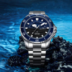 Ocean Series Pro 300m Moon Phase Gradient Wave-textured Dial Diving Watch 43.5mm