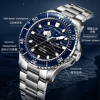 Ocean Series Pro 300m Moon Phase Gradient Wave-textured Dial Diving Watch 43.5mm