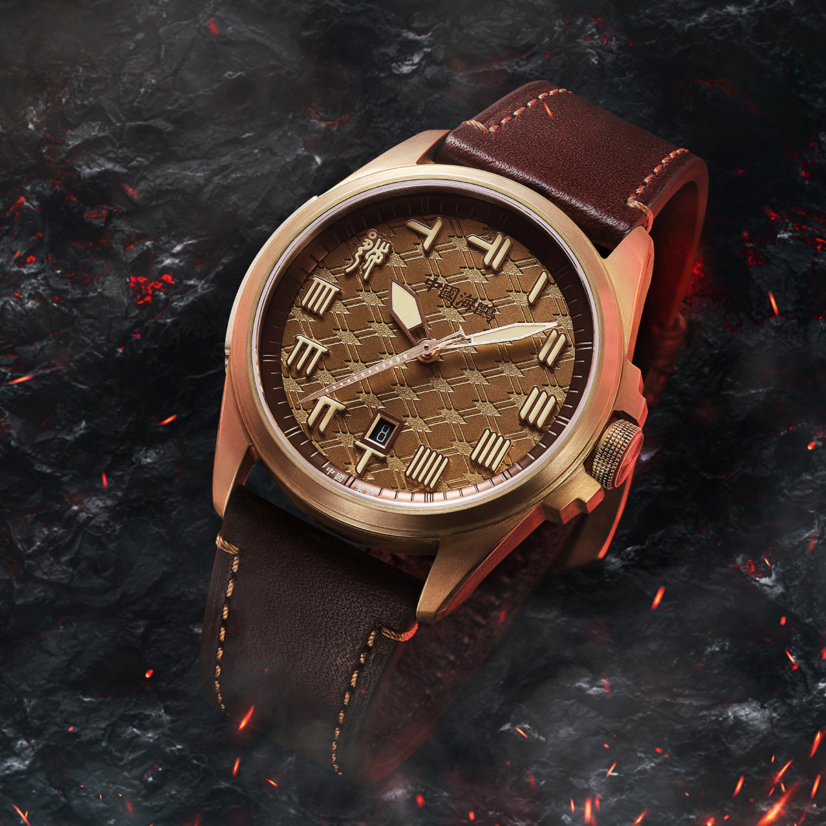 Warpath Series "The Sword Of King Goujian" Diamond-pattern Dial Bronze Case Watch 43.5mm