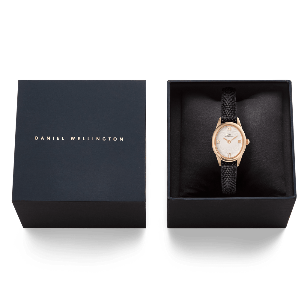 Ophelia Mini Black Lizard White Guilloché Rose Gold