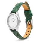 Ophelia Mini Green Lizard White Guilloché Silver